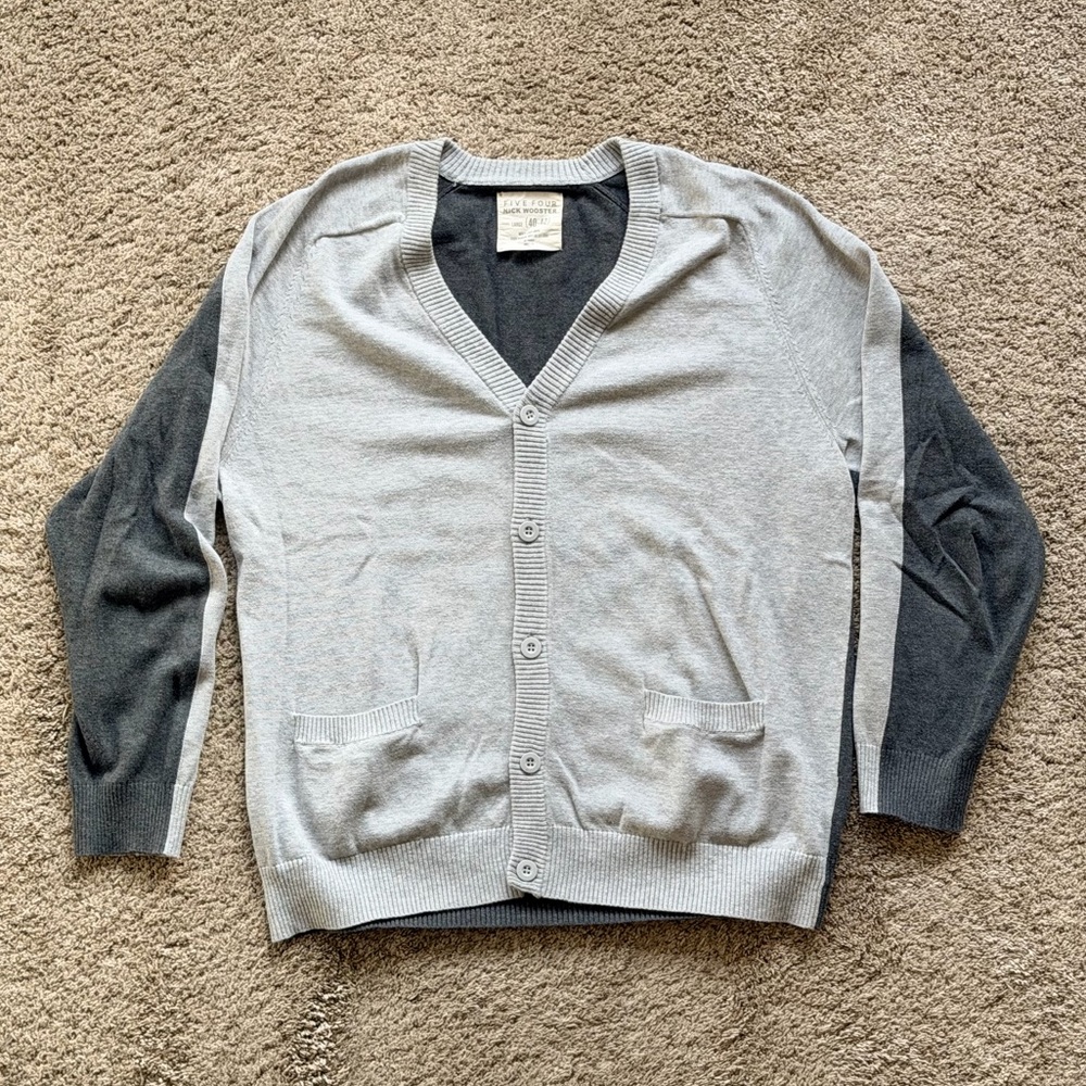 Five Four Men’s Two-Tone Gray Cardigan Sweater Large